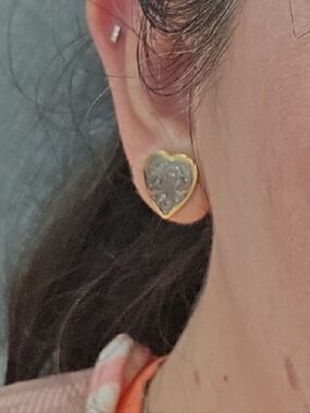 Gold/Silver Heart Stud Earrings - Women Jewelry